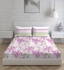 Pink Floral 104 TC Cotton Queen Sized Bed Sheets with 2 Pillow Covers