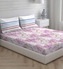 Pink Floral 104 TC Cotton Queen Sized Bed Sheets with 2 Pillow Covers