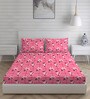 Pink Floral 104 TC Cotton Queen Sized Bed Sheets with 2 Pillow Covers