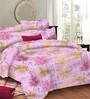 Pink Floral 116 TC 100% Cotton Queen Sized Bed Sheets with 2 Pillow Covers