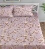 Pink Floral 130 TC Poly Cotton King Sized Bed Sheets with 2 Pillow Covers