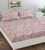 Pink Floral 130 TC Poly Cotton King Sized Bed Sheets with 2 Pillow Covers