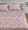 Pink Floral 130 TC Poly Cotton Queen Sized Bed Sheets with 2 Pillow Covers