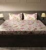 Pink Floral 144 TC 100% Cotton Double Bedsheet with 2 Pillow Covers