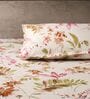 Pink Floral 144 TC 100% Cotton Single Bedsheet with 1 Pillow Cover