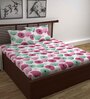 Pink Floral 144 TC Cotton Double Bedsheet with 2 Pillow Covers