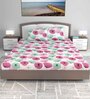 Pink Floral 144 TC Cotton King Size Bedsheet With 2 Pillow Covers