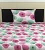 Pink Floral 144 TC Cotton Single Bedsheet with Pillow Cover