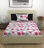 Pink Floral 144 TC Cotton Single Bedsheet with Pillow Cover