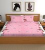 Pink Floral 144 TC Cotton Blend Double Bedsheet With 2 Pillow Covers