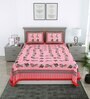 Pink Floral 144 TC Cotton Double Queen Bedsheet With 2 Pillow Covers