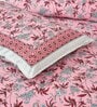 Pink Floral 144 TC Cotton King Bedsheet and 2 Pillow Cover