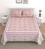 Pink Floral 144 TC Cotton King Bedsheet and 2 Pillow Cover