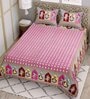 Pink Floral 144 TC Cotton King Bedsheet and 2 Pillow Cover