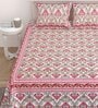 Pink Floral 144 TC Cotton King Bedsheet and 2 Pillow Cover