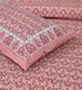 Pink Floral 144 TC Cotton King Bedsheet and 2 Pillow Cover