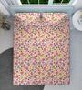 Pink Floral 144 TC Cotton King Sized Double Bedsheet with 2 Pillow Covers Blossom Breeze Collection