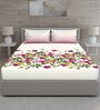 Pink Floral 144 TC Cotton Queen Sized Bed Sheets with 2 Pillow Covers