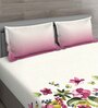 Pink Floral 144 TC Cotton Queen Sized Bed Sheets with 2 Pillow Covers