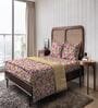 Pink Floral 144 TC Cotton Queen Sized Double Bedsheet with 2 Pillow Covers Blossom Breeze Collection