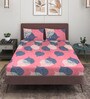 Pink Floral 144 TC Glace Cotton Queen Sized Double Bedsheet with 2 Pillow Covers