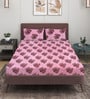 Pink Floral 144 TC Glace Cotton Queen Sized Double Bedsheet with 2 Pillow Covers