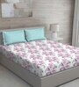 Pink Floral 150 TC Cotton Queen Sized Bed Sheets with 2 Pillow Covers