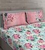 Pink Floral 150 TC Cotton Queen Sized Bed Sheets with 2 Pillow Covers