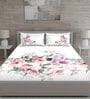 Pink Floral 150 TC Cotton Queen Sized Bed Sheets with 2 Pillow Covers