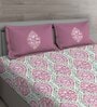 Pink Floral 150 TC Cotton Queen Sized Bed Sheets with 2 Pillow Covers