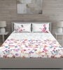 Pink Floral 150 TC Cotton Queen Sized Bed Sheets with 2 Pillow Covers