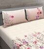 Pink Floral 150 TC Cotton Queen Sized Bed Sheets with 2 Pillow Covers
