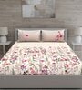Pink Floral 150 TC Cotton Queen Sized Bed Sheets with 2 Pillow Covers