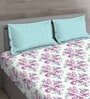 Pink Floral 150 TC Cotton Queen Sized Bed Sheets with 2 Pillow Covers