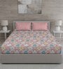Pink Floral 150 TC Cotton Queen Sized Bed Sheets with 2 Pillow Covers