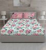Pink Floral 150 TC Cotton Queen Sized Bed Sheets with 2 Pillow Covers
