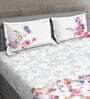 Pink Floral 150 TC Cotton Queen Sized Bed Sheets with 2 Pillow Covers