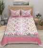 Pink Floral 180 TC Cotton  King Sized Bedsheet with 2 Pillow Covers