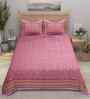 Pink Floral 180 TC Cotton  King Sized Bedsheet with 2 Pillow Covers