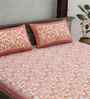 Pink Floral 180 TC Cotton  King Sized Bedsheet with 2 Pillow Covers