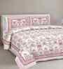 Pink Floral 180 TC Cotton  King Sized Bedsheet with 2 Pillow Covers