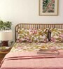 Pink Floral 180 TC Cotton King Bedsheet with 2 Pillow Covers