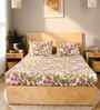 Pink Floral 180 TC Cotton King Bedsheet with 2 Pillow Covers