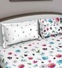 Pink Floral 180 TC Cotton Queen Sized Bed Sheets with 2 Pillow Covers