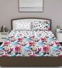Pink Floral 180 TC Cotton Queen Sized Bed Sheets with 2 Pillow Covers