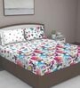 Pink Floral 180 TC Cotton Queen Sized Bed Sheets with 2 Pillow Covers