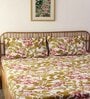 Pink Floral 180 TC Cotton Single Bedsheet with 1 Pillow Cover