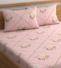 Pink Floral 180 TC Microfiber Double Queen Bedsheet With 2 Pillow Covers