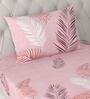 Pink Floral 180 TC Microfiber Single Bedsheet With 1 Pillow Cover