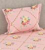 Pink Floral 180 TC Microfiber Single Bedsheet With 1 Pillow Cover